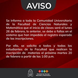 AVISO de reinscripción Reprogramada