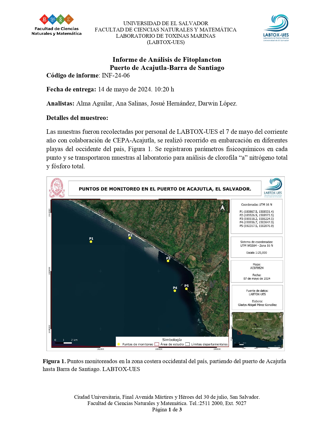 Informe de Análisis de Fitoplancton Puerto de Acajutla