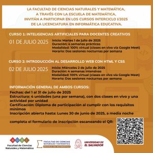 Cursos interciclo I/2025 de la Licenciatura en Informática Educativa