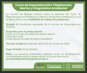Curso de Especialización en Fitoplancton Marino y Diagnóstico Ambiental