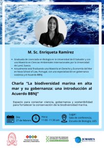 Charla “La biodiversidad marina en alta mar y su gobernanza: una introducción al Acuerdo BBNJ”