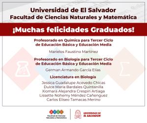 La Facultad de Ciencias Naturales y Matemática felicita a todos los graduados por su esfuerzo, dedicación y compromiso.